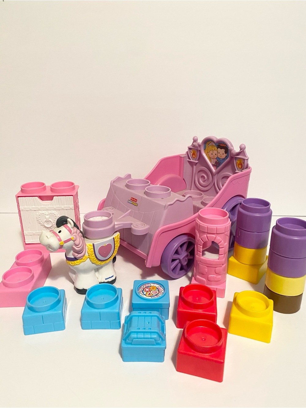 Little People Builders Horse Carriage Princess Set w Blocks Fisher Price Toy